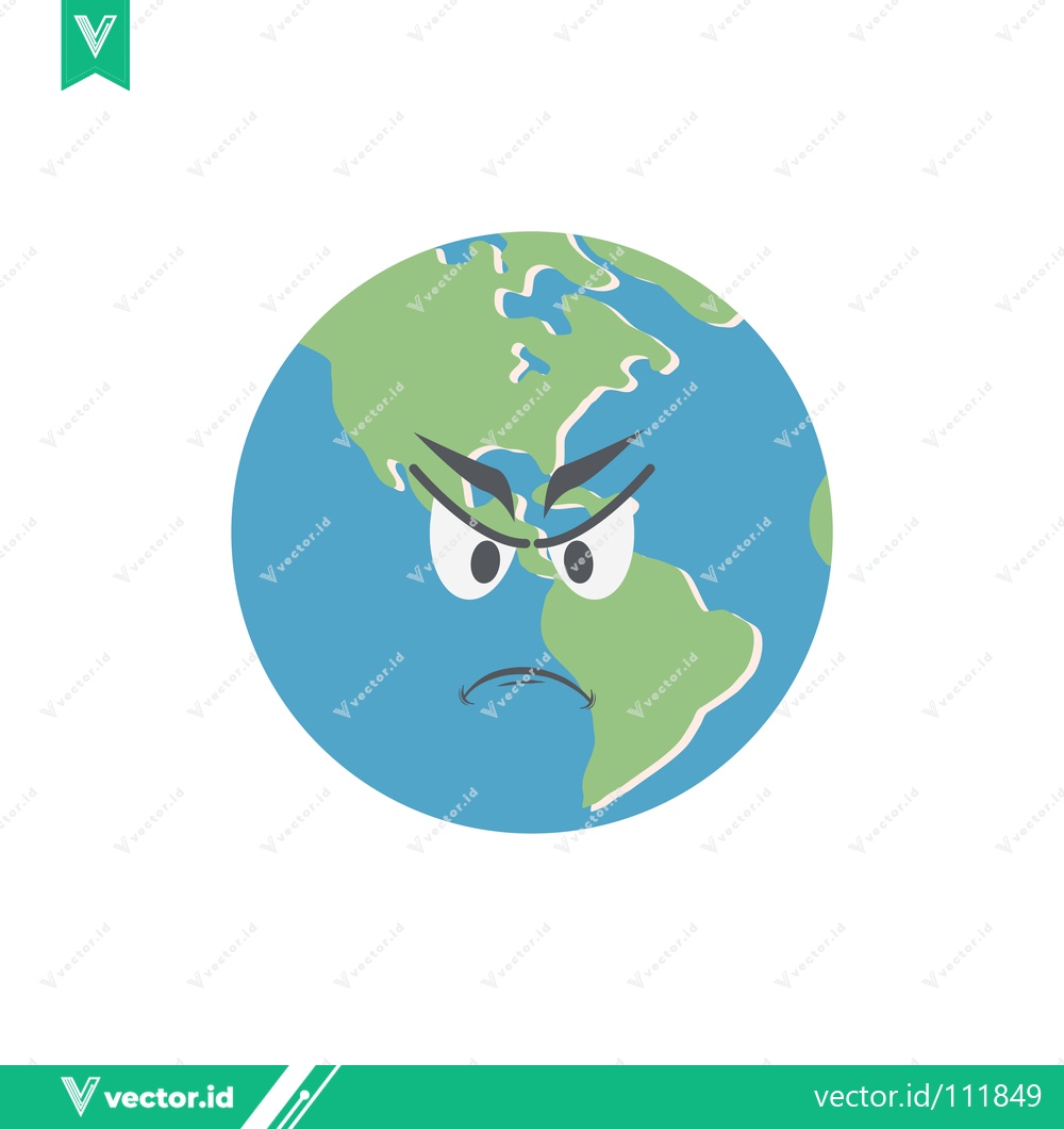 Premium Vector dari Angry Earth Cartoon Character with Grumpy Face