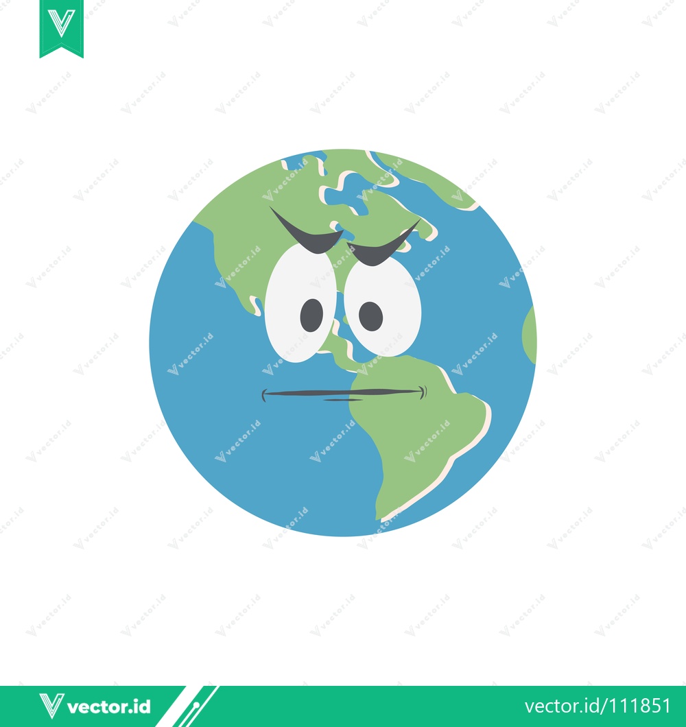 Premium Vector of Angry Earth Face Cartoon Illustration