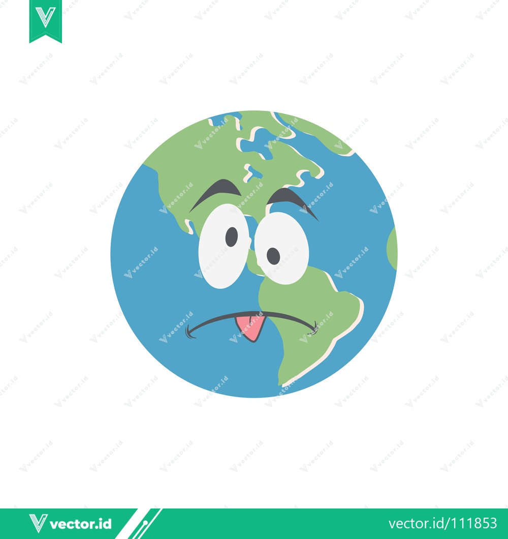 Premium Vector of Sad Earth Face Cartoon Illustration