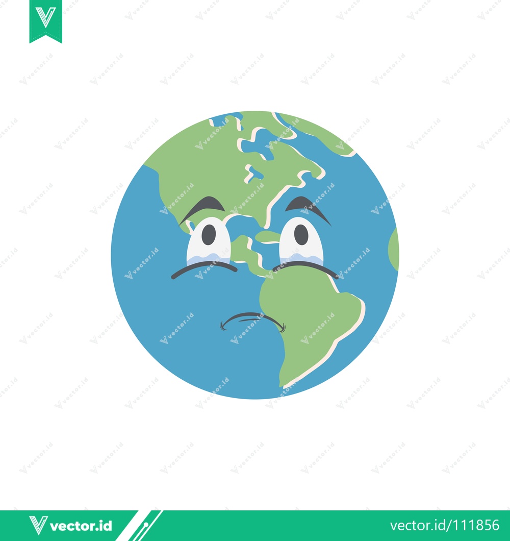 Premium Vector dari Sad Earth Cartoon Character Looking Worried About Environmental Issues
