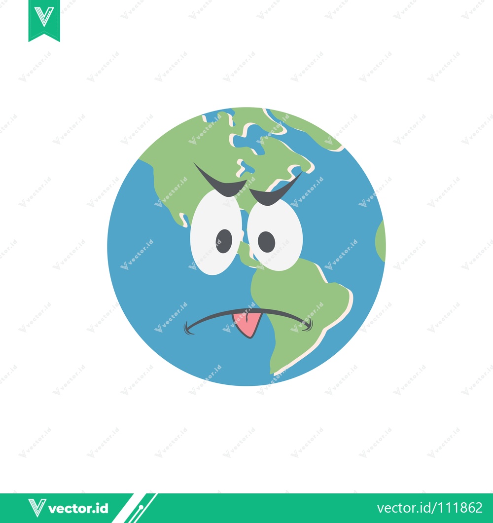 Premium Vector dari Sad Earth Character with Tongue Out