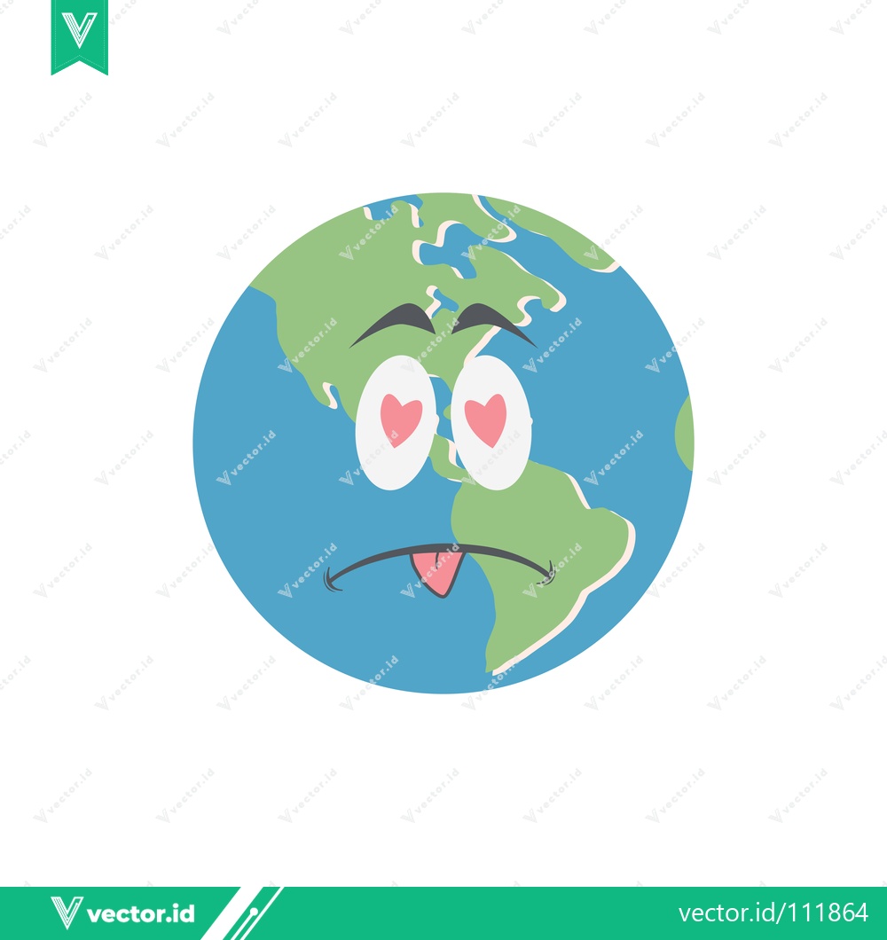 Premium Vector of Sad Earth Face with Heart Eyes and Tongue Out