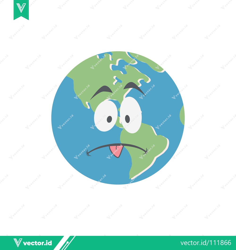 Premium Vector of Sad Earth Character with Tongue Out