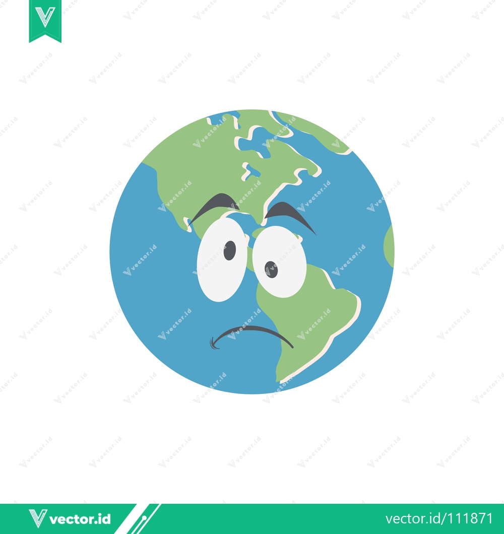 Premium Vector dari Sad Earth Cartoon Character Looking Worried and Concerned