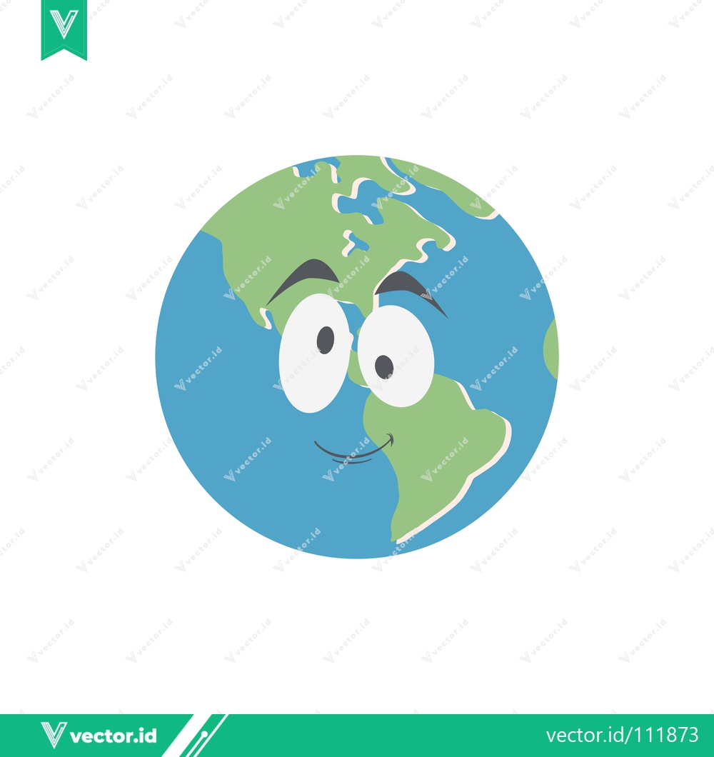 Premium Vector dari Cute Cartoon Earth Character with a Happy Face