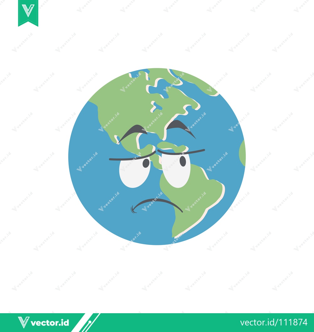 Premium Vector of Sad Earth Emoji with Worried Expression