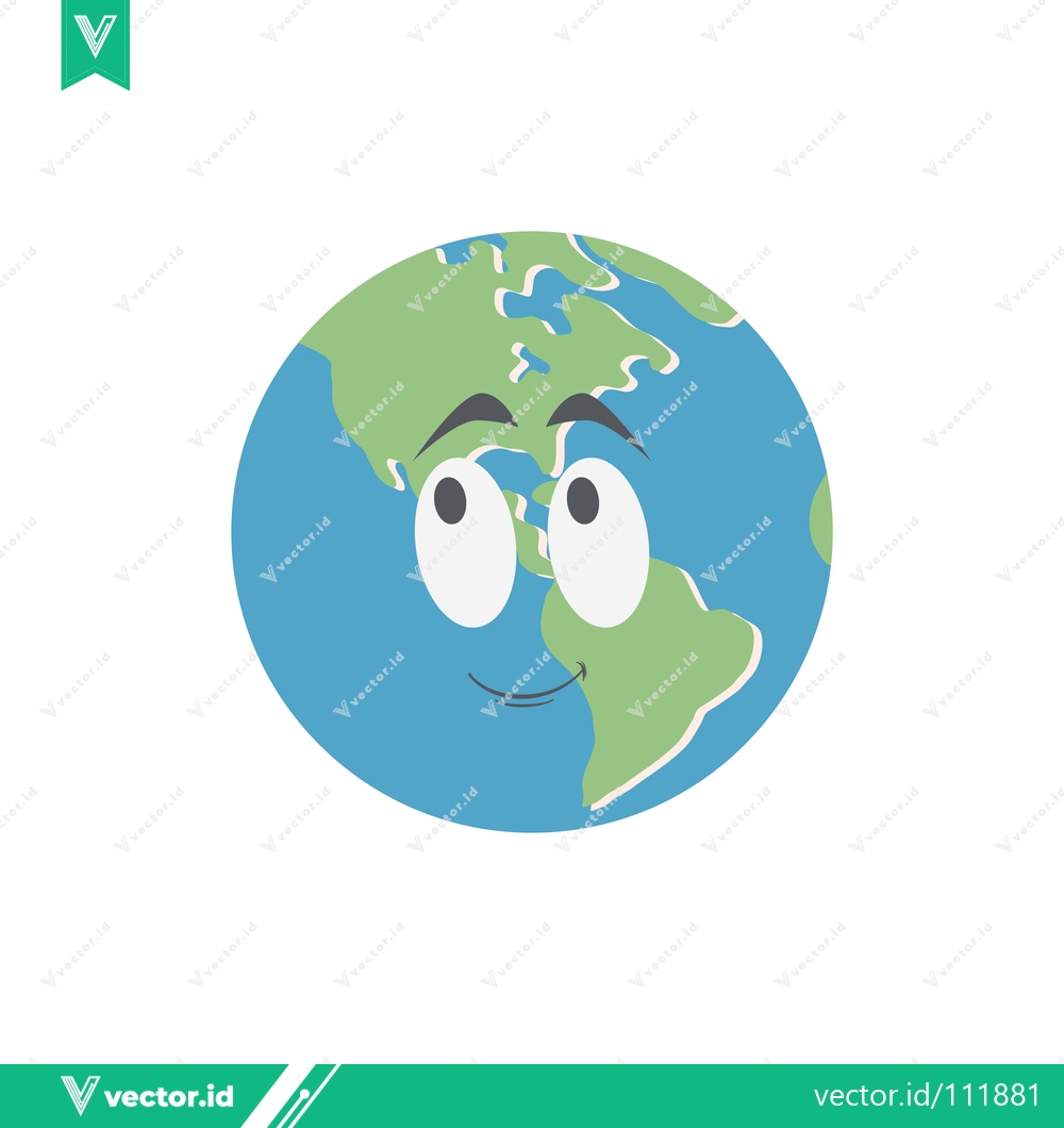Premium Vector of Cute Cartoon Earth Character with a Happy Face