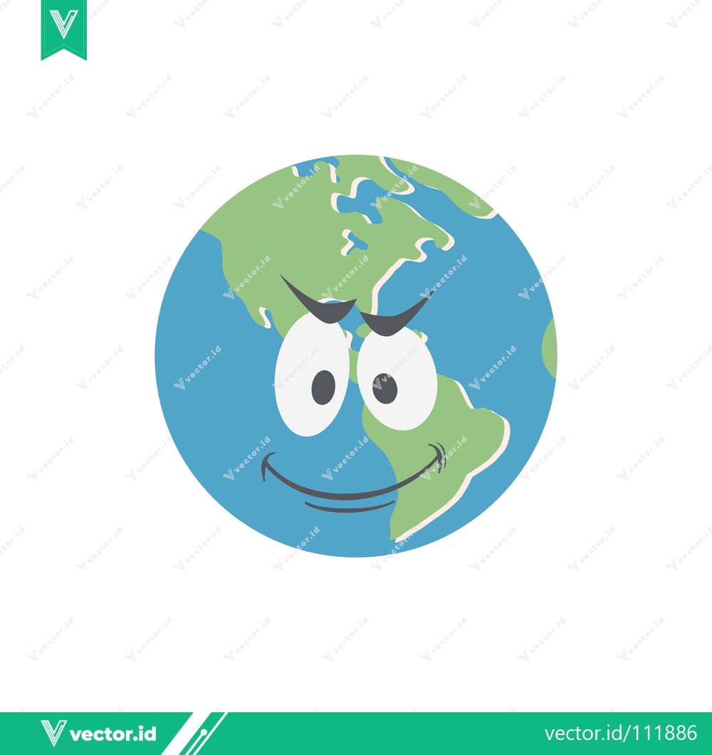 Premium Vector dari Cartoon Earth Character with a Mischievous Grin