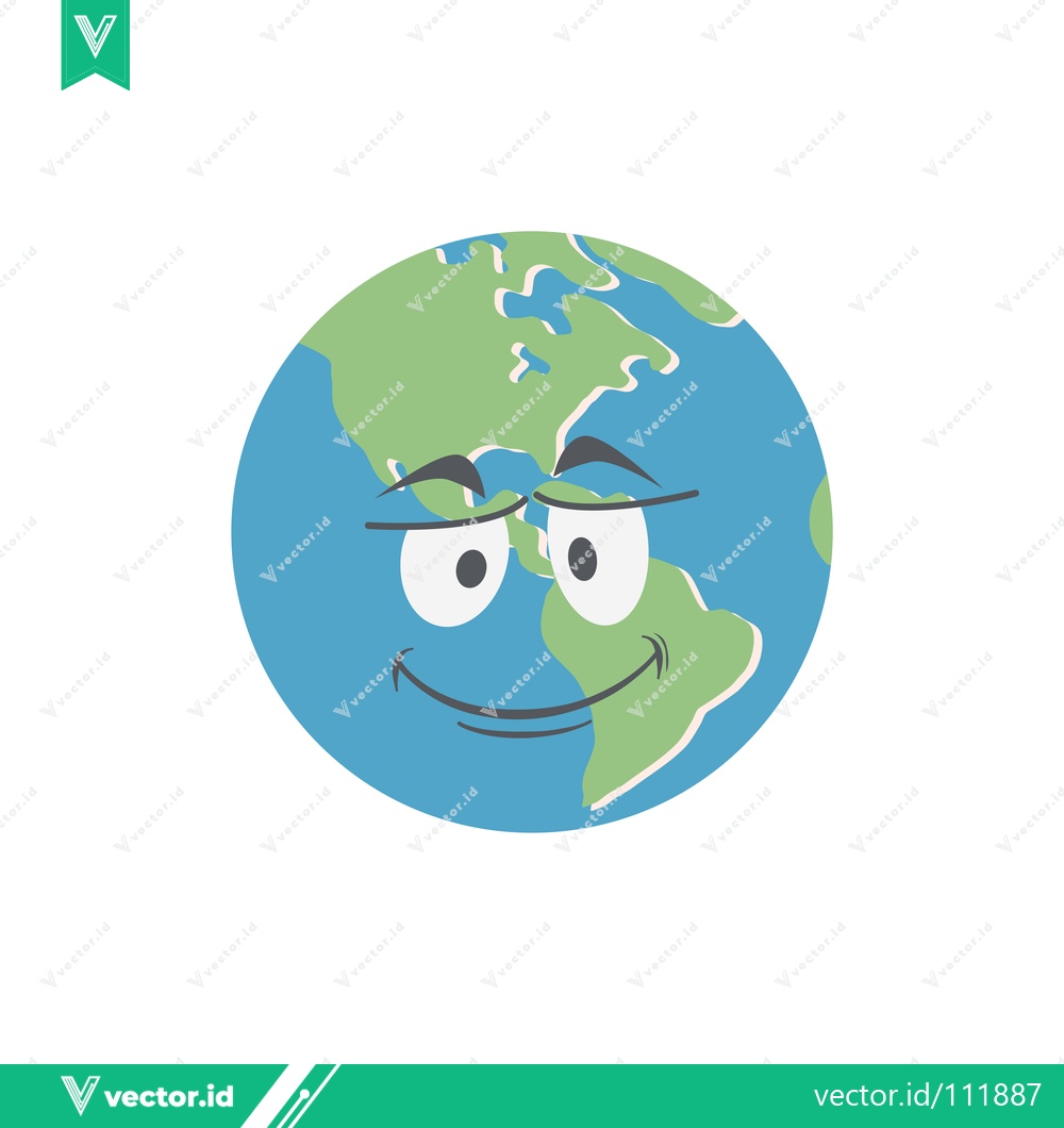 Premium Vector of Happy Cartoon Earth with a Smiling Face