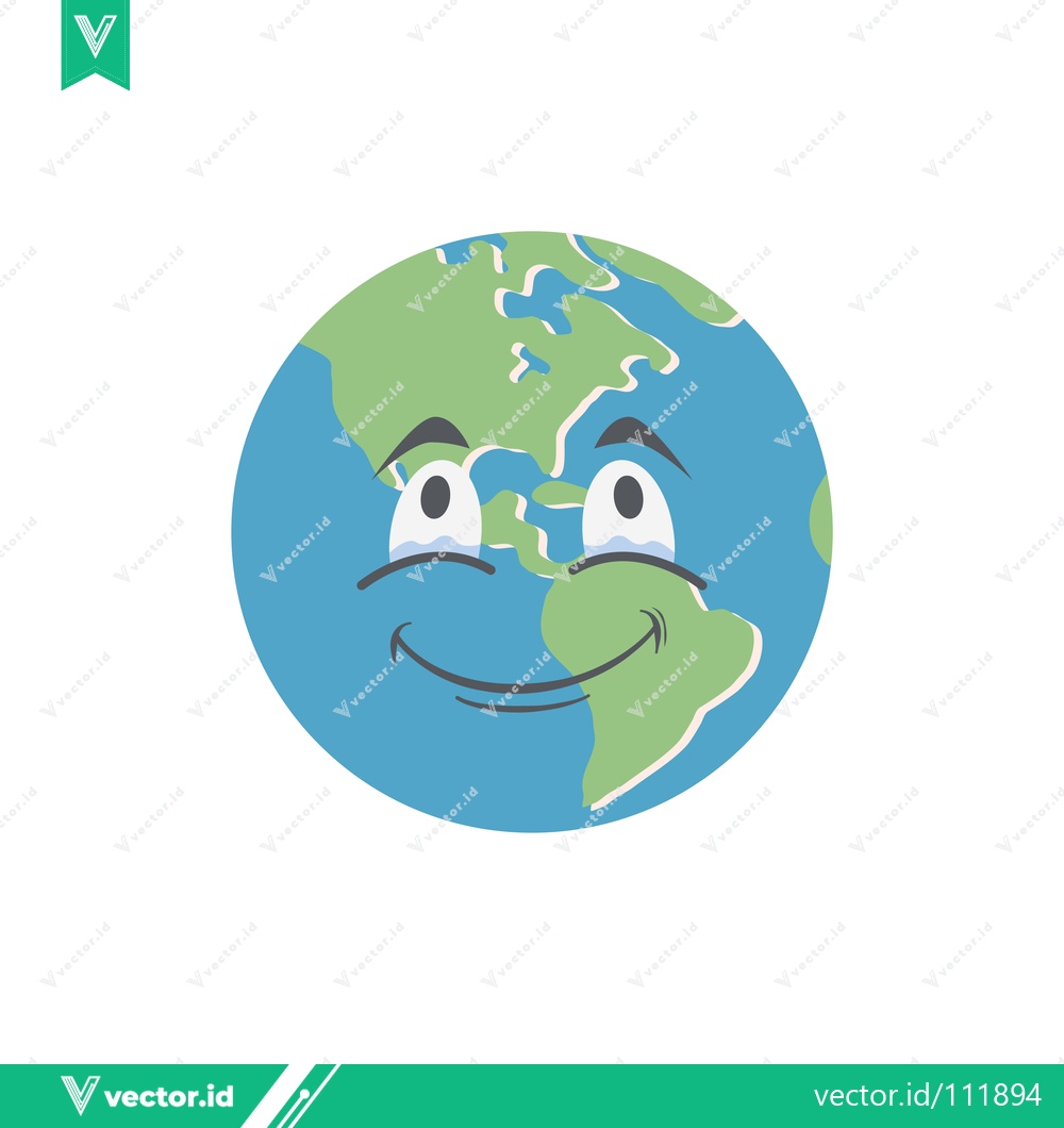 Premium Vector dari Happy Cartoon Earth Character Smiling with a Friendly Face