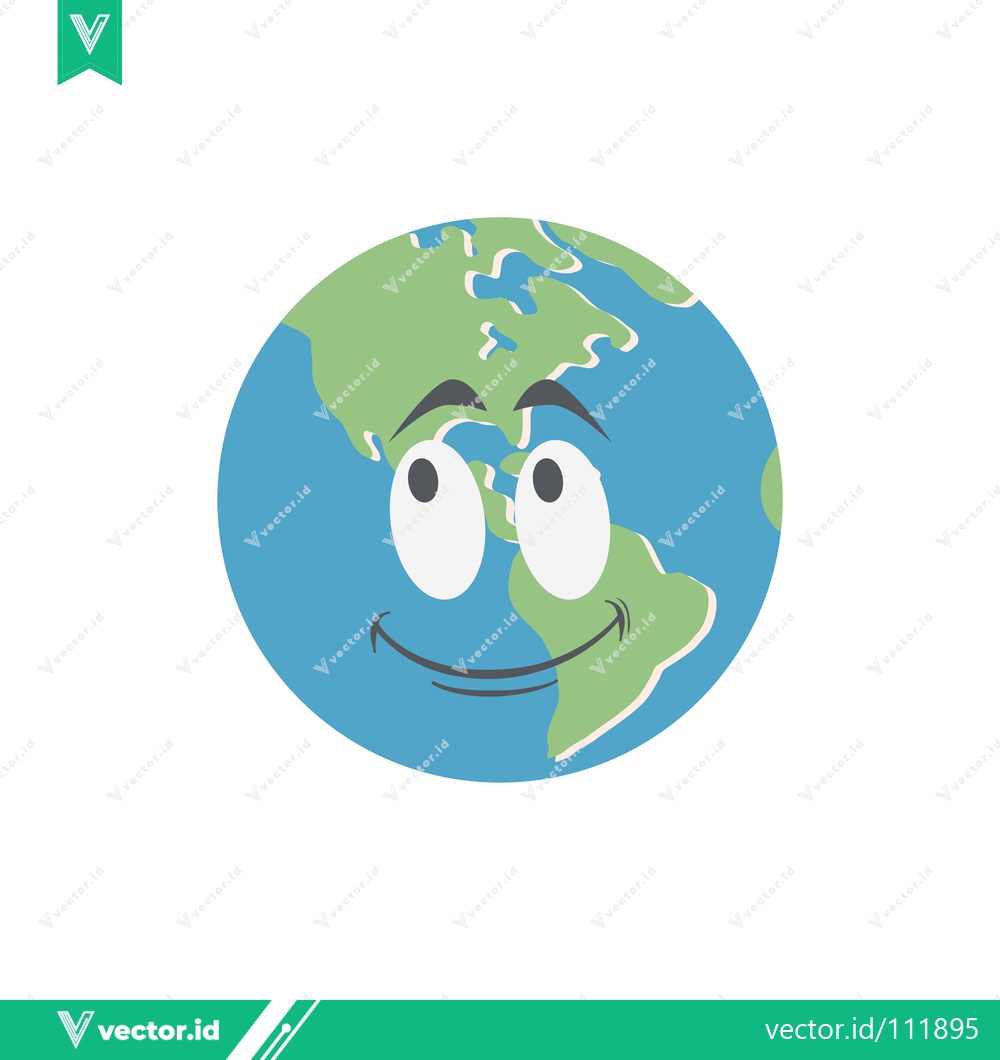 Premium Vector dari Happy Cartoon Earth Character with a Smiling Face