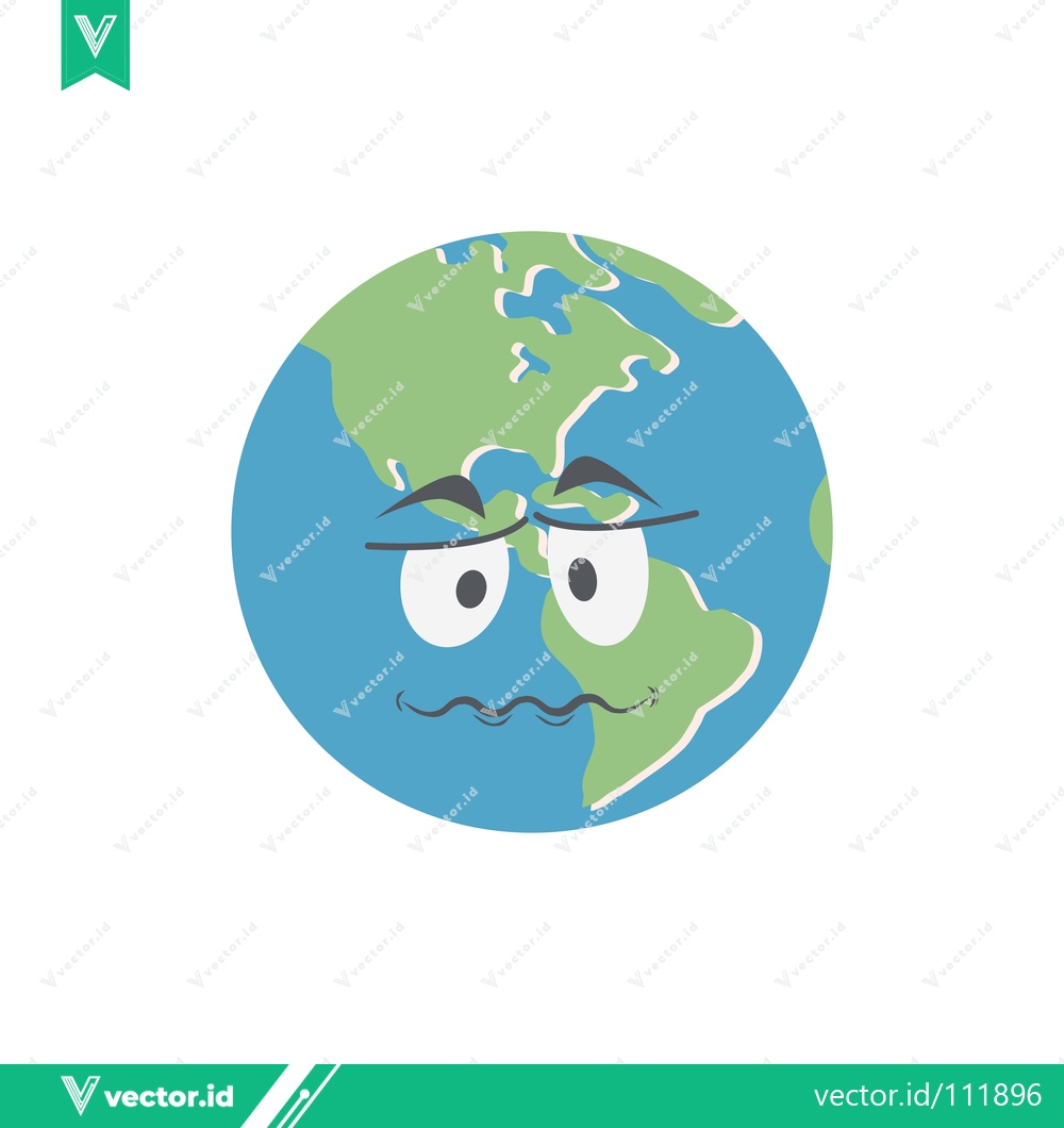 Premium Vector dari Sad Earth Character Looking Worried and Concerned