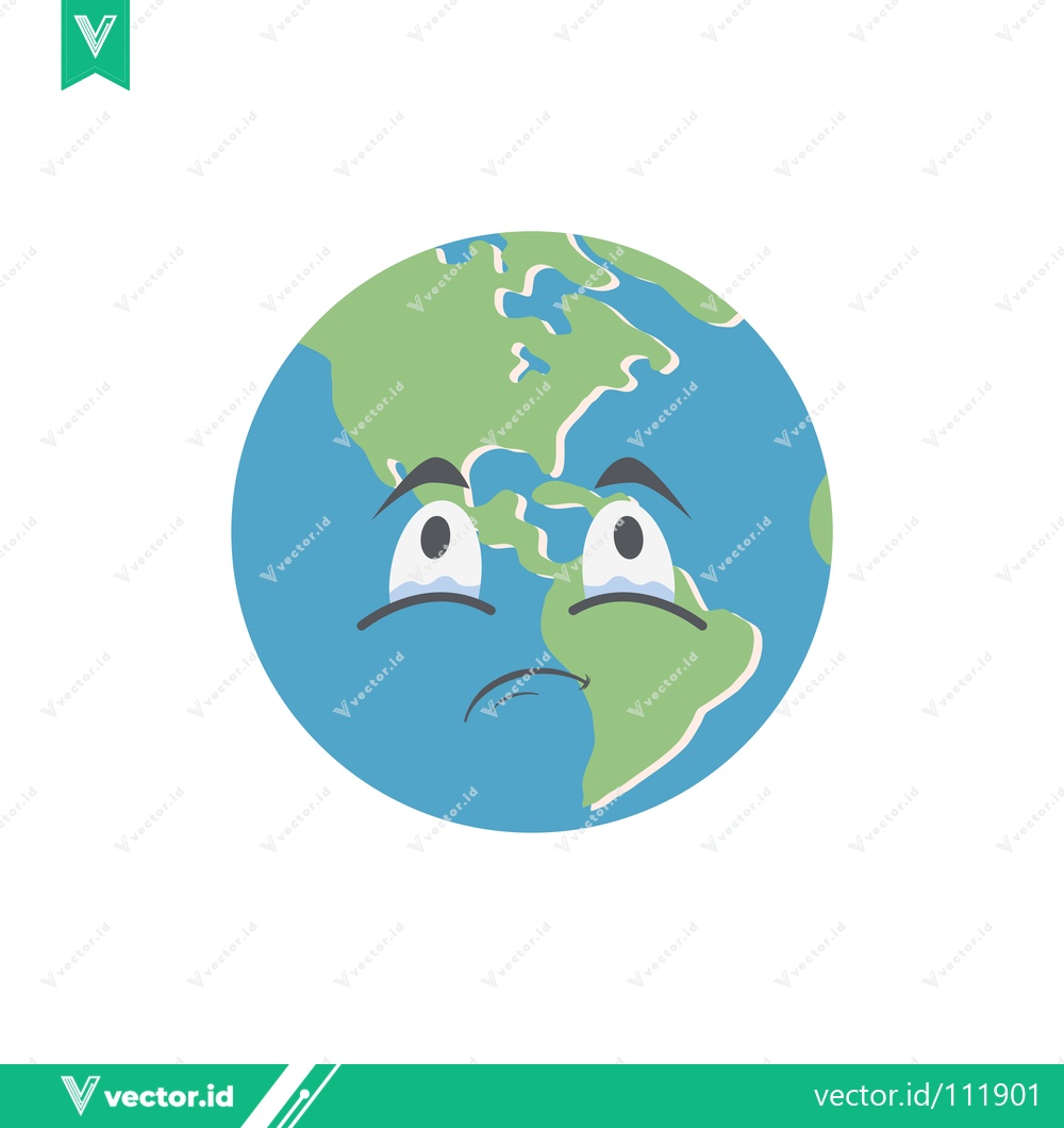 Premium Vector dari Sad Earth Cartoon Character Looking Worried