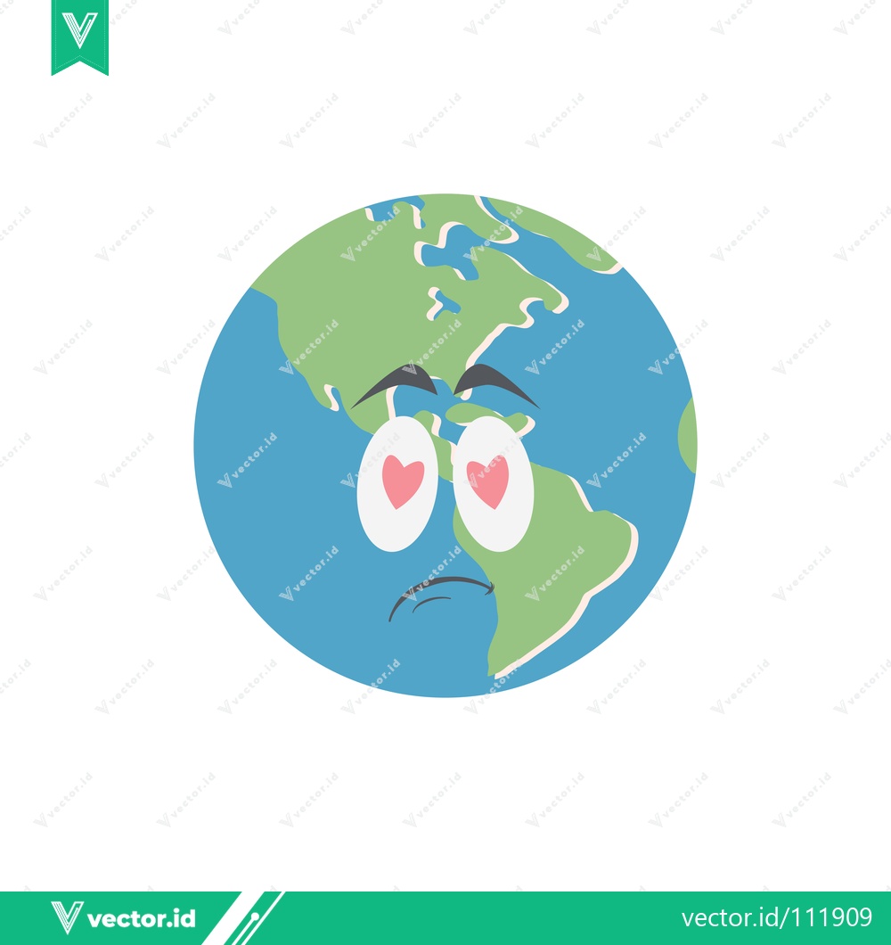 Premium Vector dari Sad Earth with Heart Eyes Emoji Expression