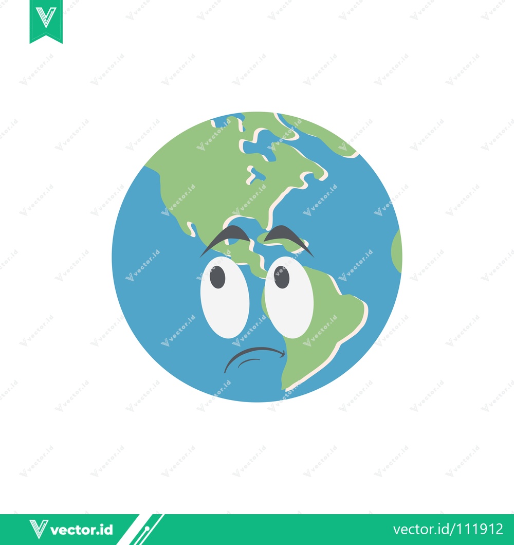 Premium Vector of Sad Earth Emoji with Worried Expression
