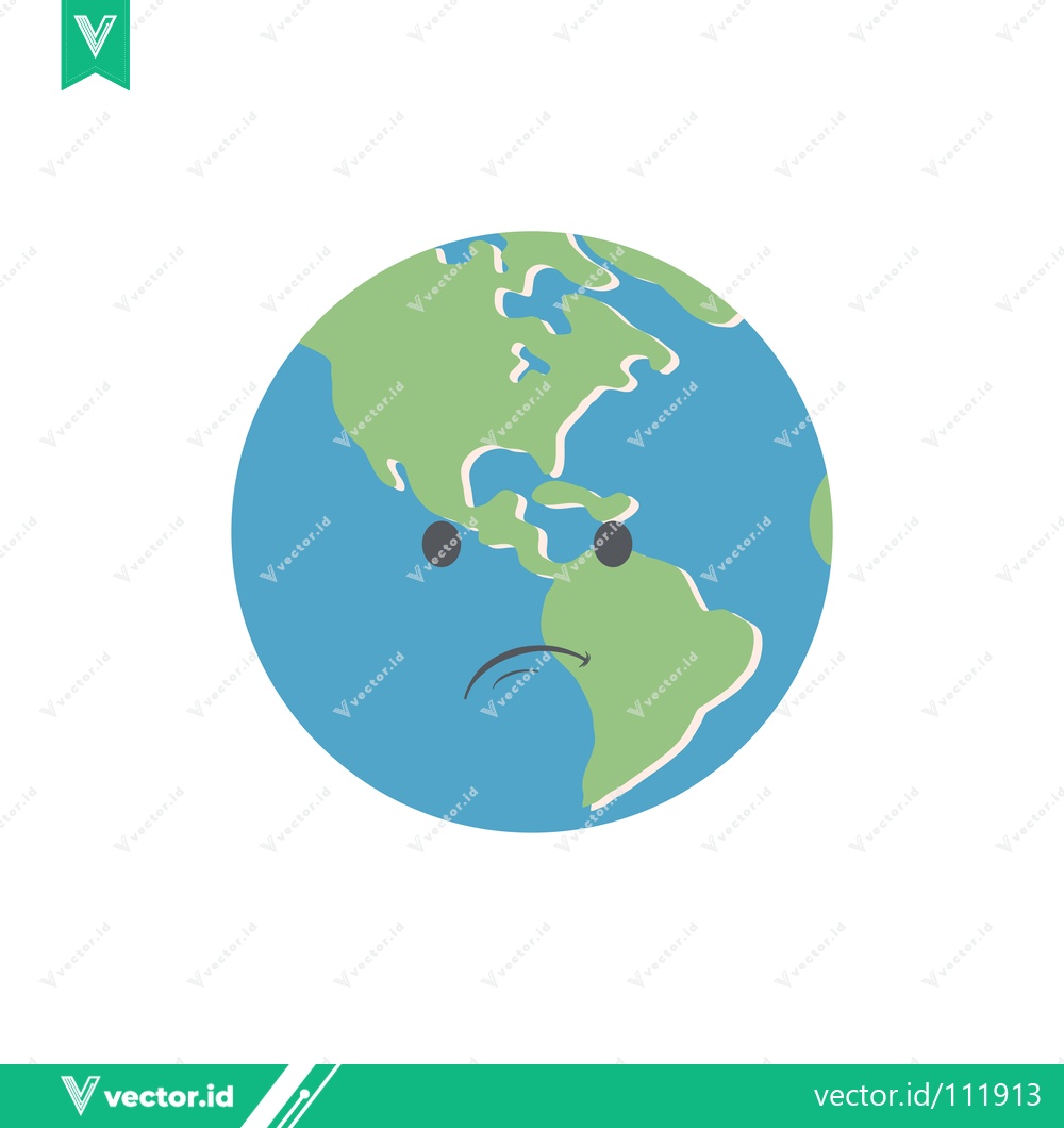 Premium Vector of Sad Earth Emoji with Worried Face