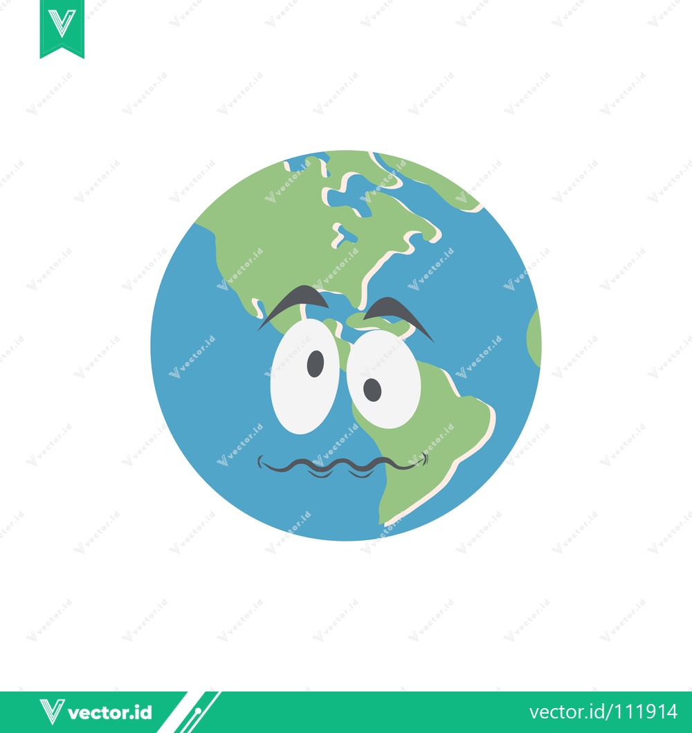 Premium Vector dari Worried Earth Face Cartoon Illustration