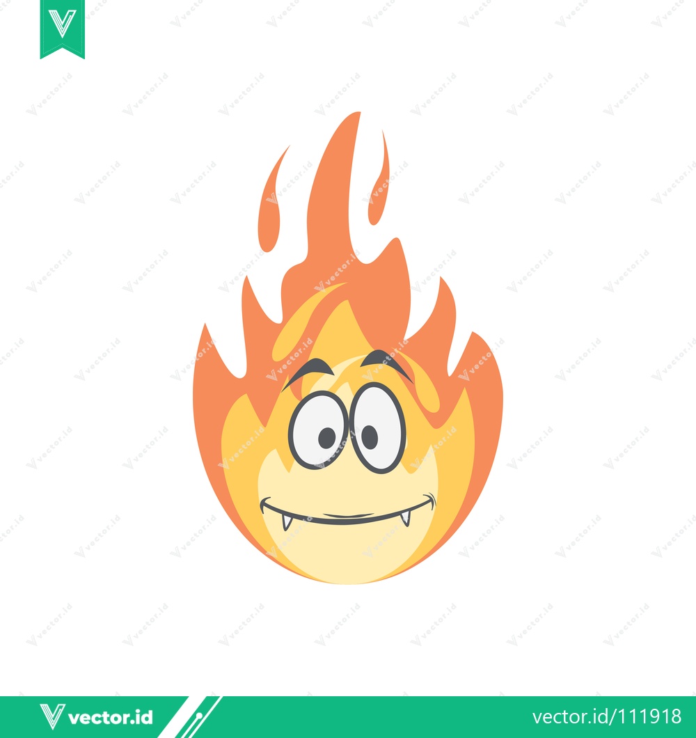 Premium Vector dari Funny Cartoon Fire Character with Big Eyes and Sharp Teeth
