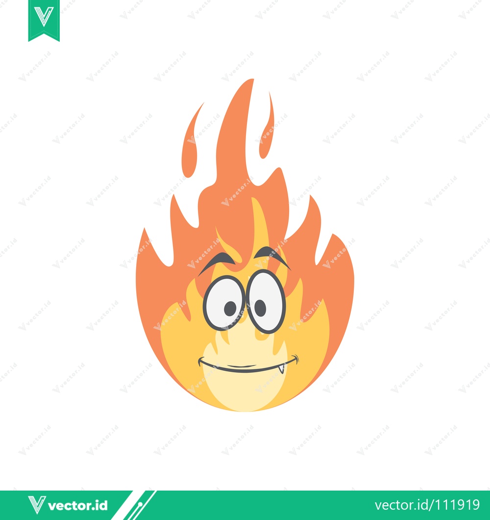 Premium Vector dari Cartoon Fire Character with Expressive Face and Flames