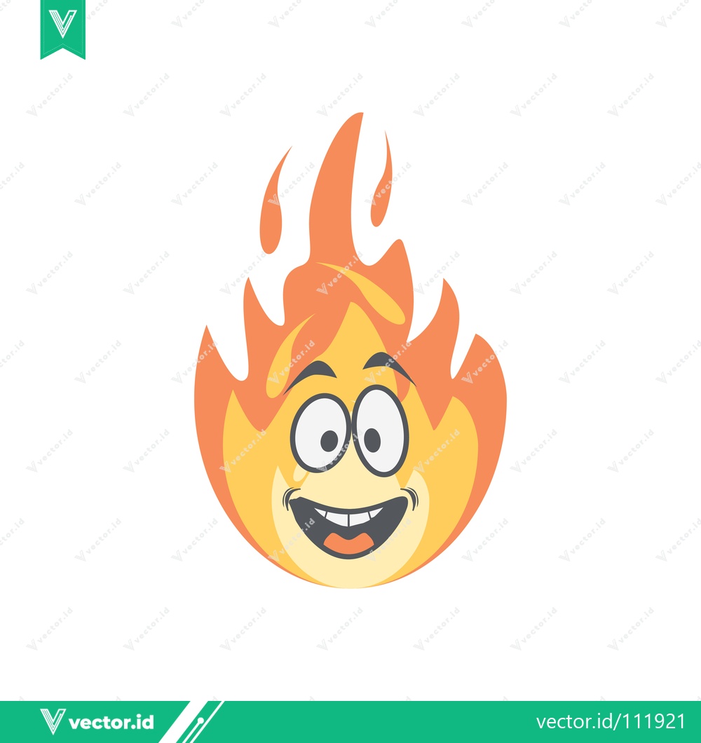 Premium Vector dari Funny Cartoon Fire Character with Big Smile and Googly Eyes