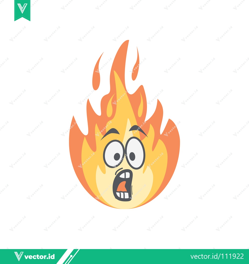 Premium Vector of Scared Cartoon Fire Character with Wide Eyes and Open Mouth