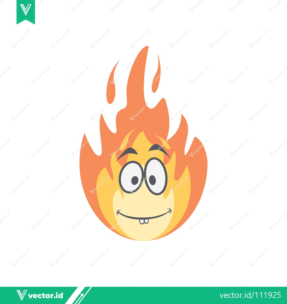 Premium Vector dari Funny Cartoon Flame Character with Big Eyes and Smile