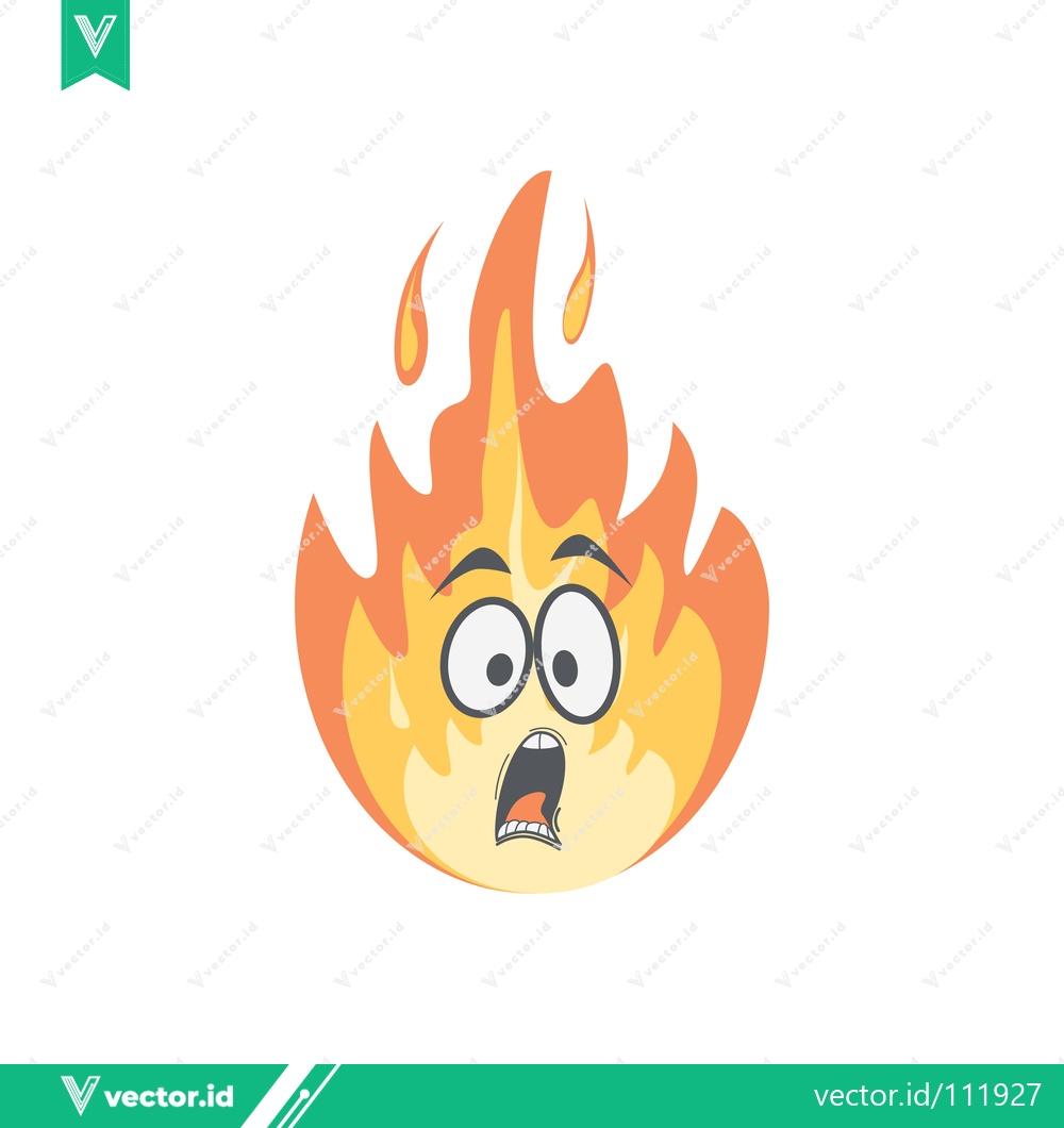 Premium Vector of Scared Cartoon Fire Character with Wide Eyes and Open Mouth