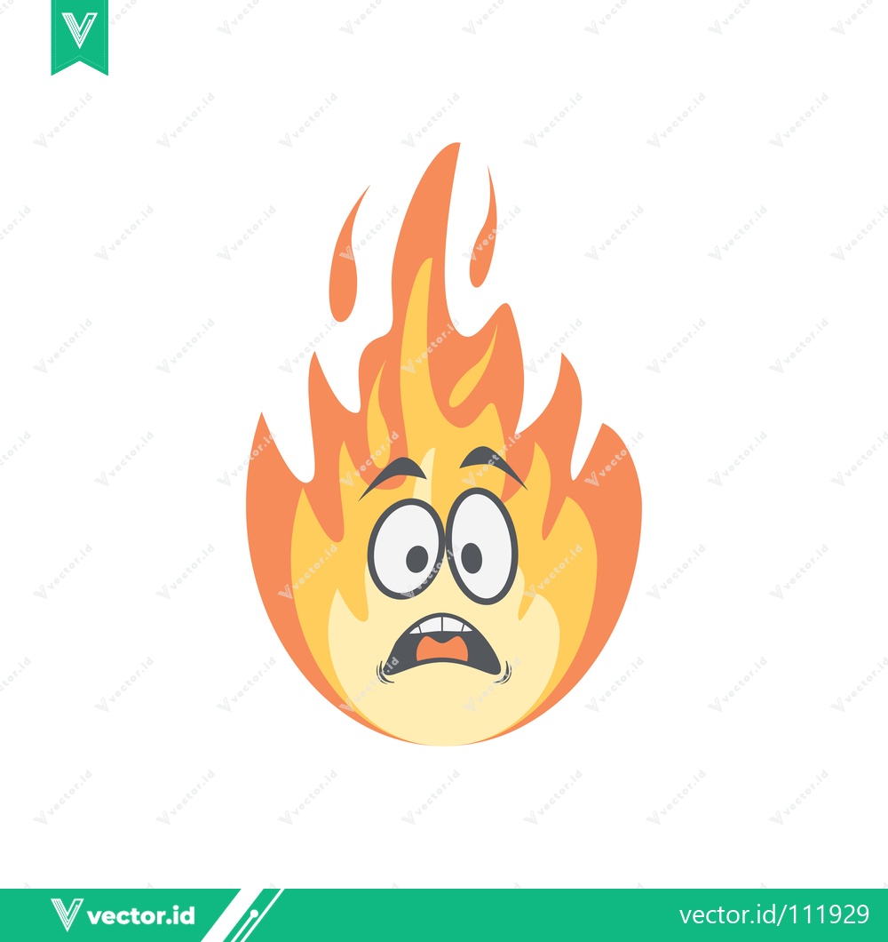 Premium Vector dari Scared Fire Character with Wide Eyes and Open Mouth