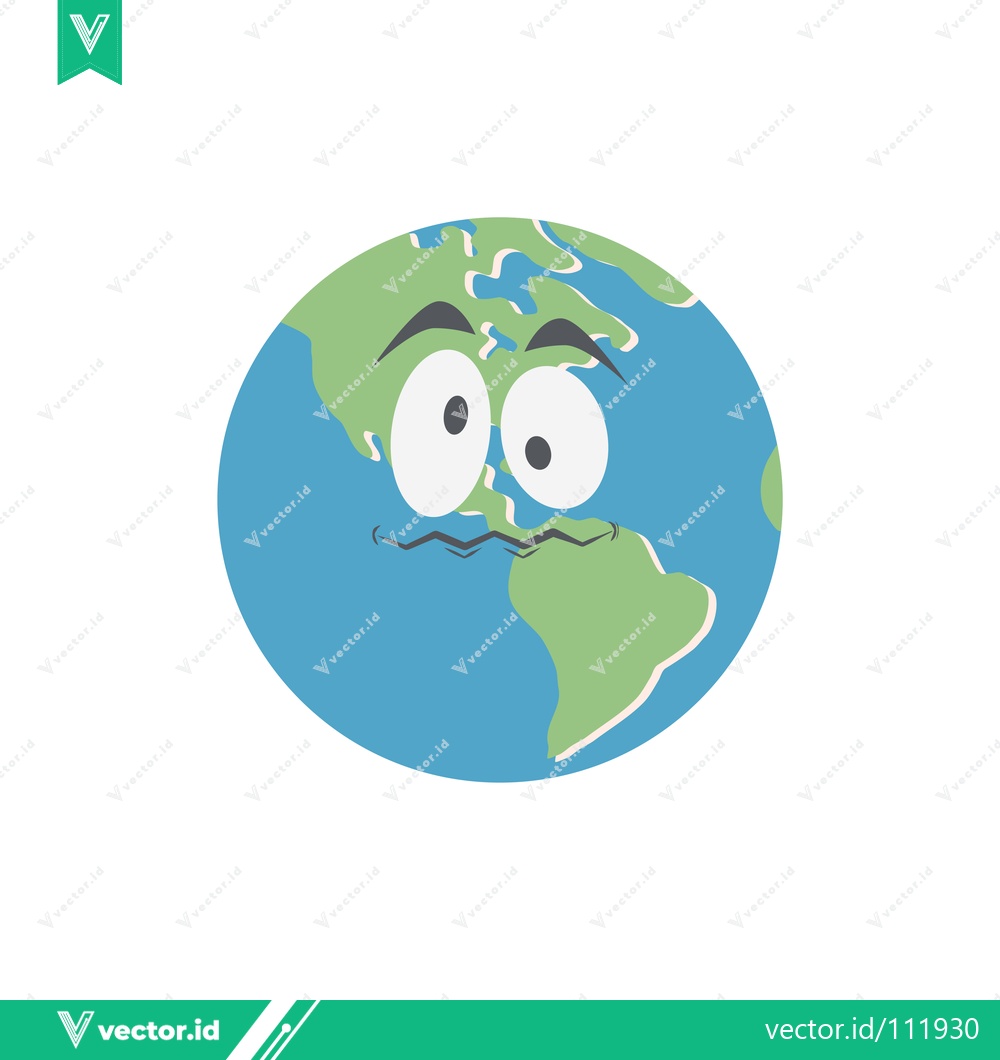 Premium Vector dari Worried Earth Character with Cartoon Face Expressing Concern