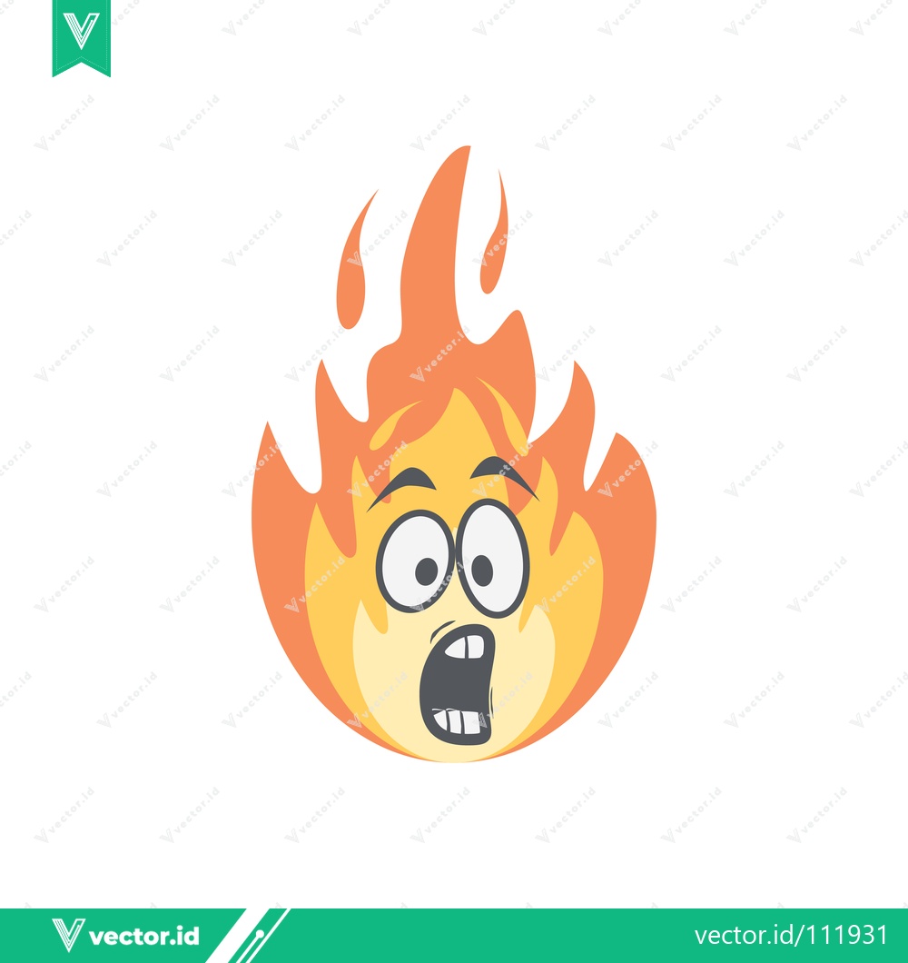 Premium Vector dari Scared Fire Emoji Cartoon Character with Wide Eyes and Open Mouth