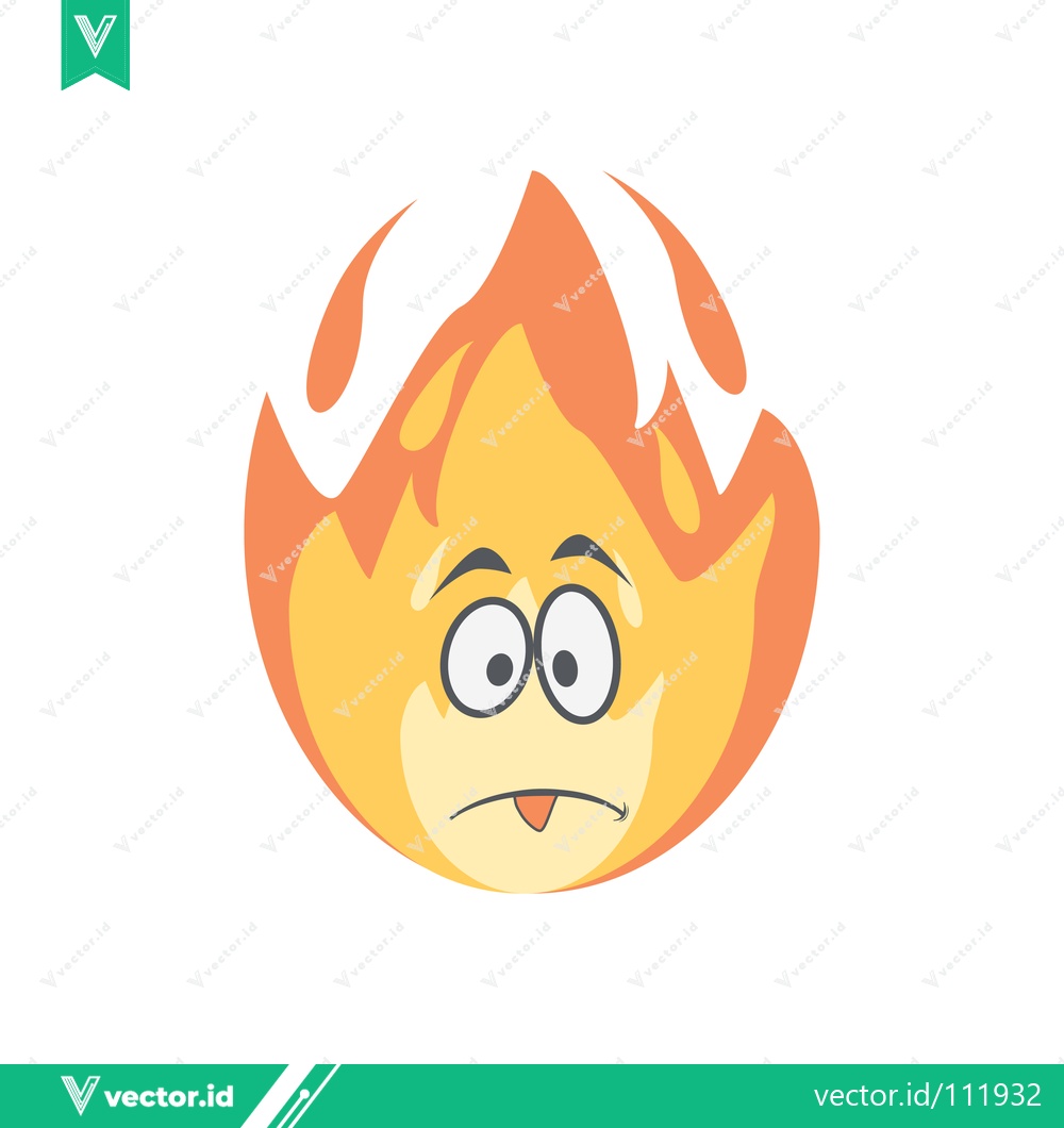 Premium Vector dari Cartoon Fire Character with Worried Expression