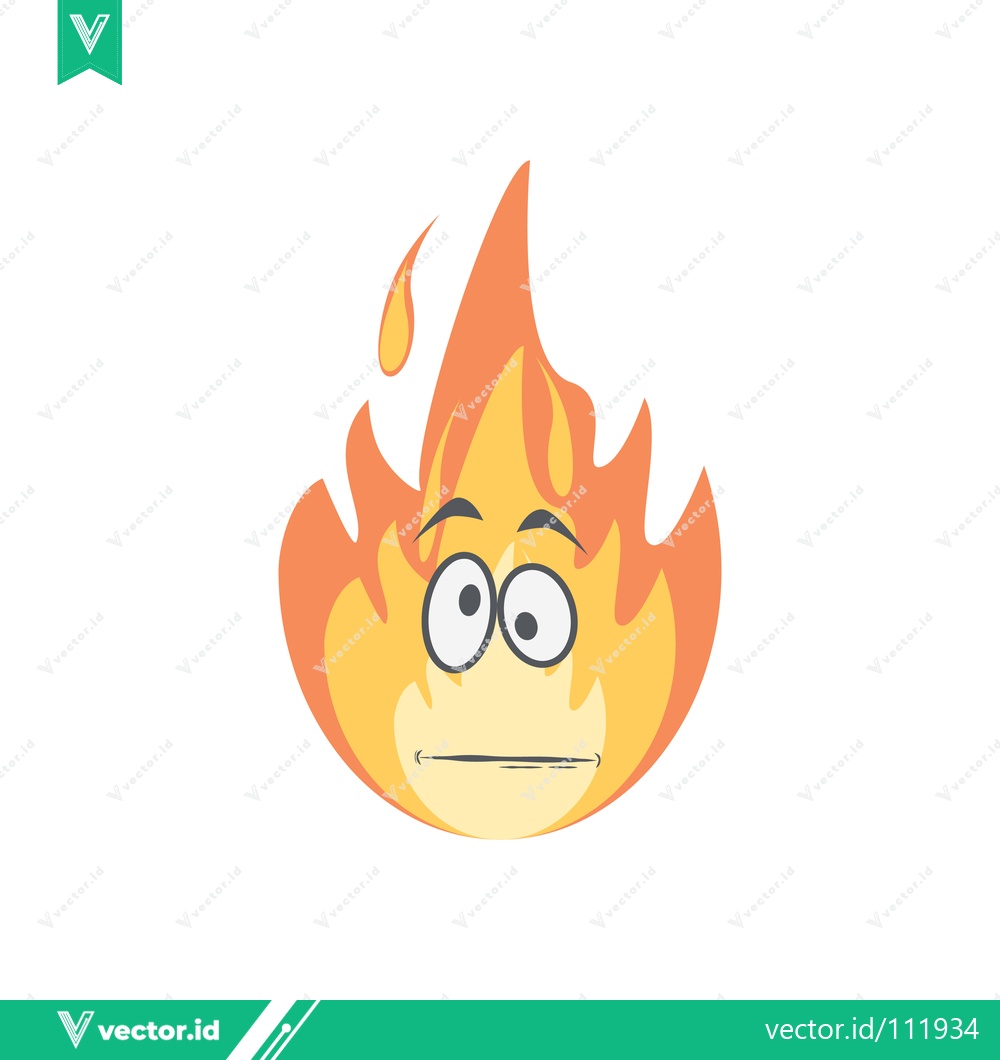 Premium Vector of Cartoon Fire Character with Worried Expression