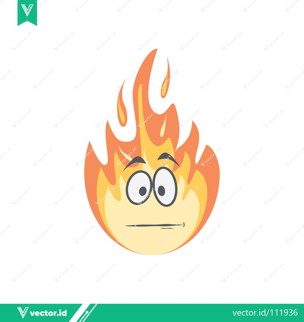 Premium Vector dari Cartoon Fire Character with Worried Expression