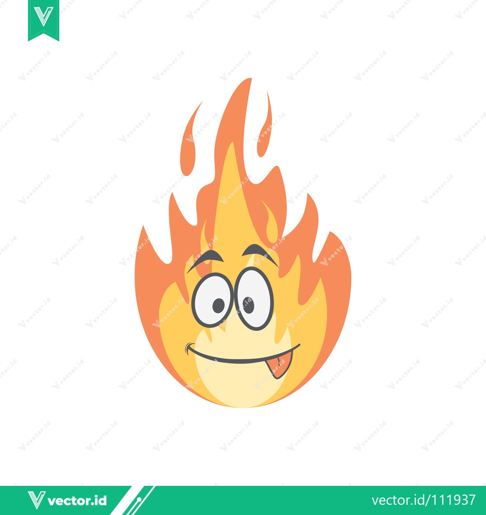 Premium Vector of Funny Cartoon Fire Character with Googly Eyes and Tongue Sticking Out