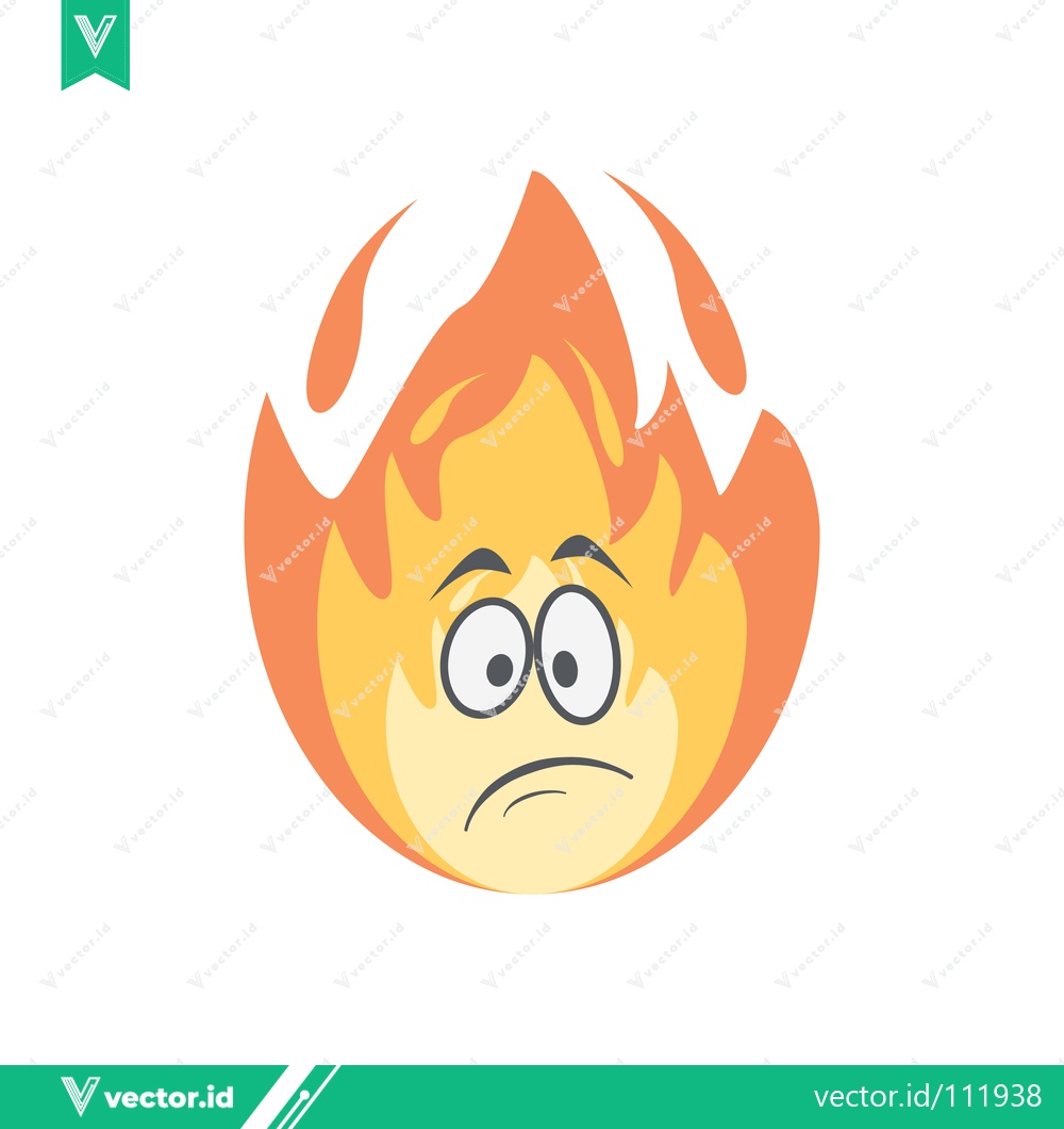 Premium Vector dari Sad Flame Emoji with Worried Expression