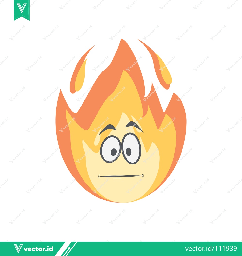 Premium Vector of Cartoon Fire Character with Worried Expression