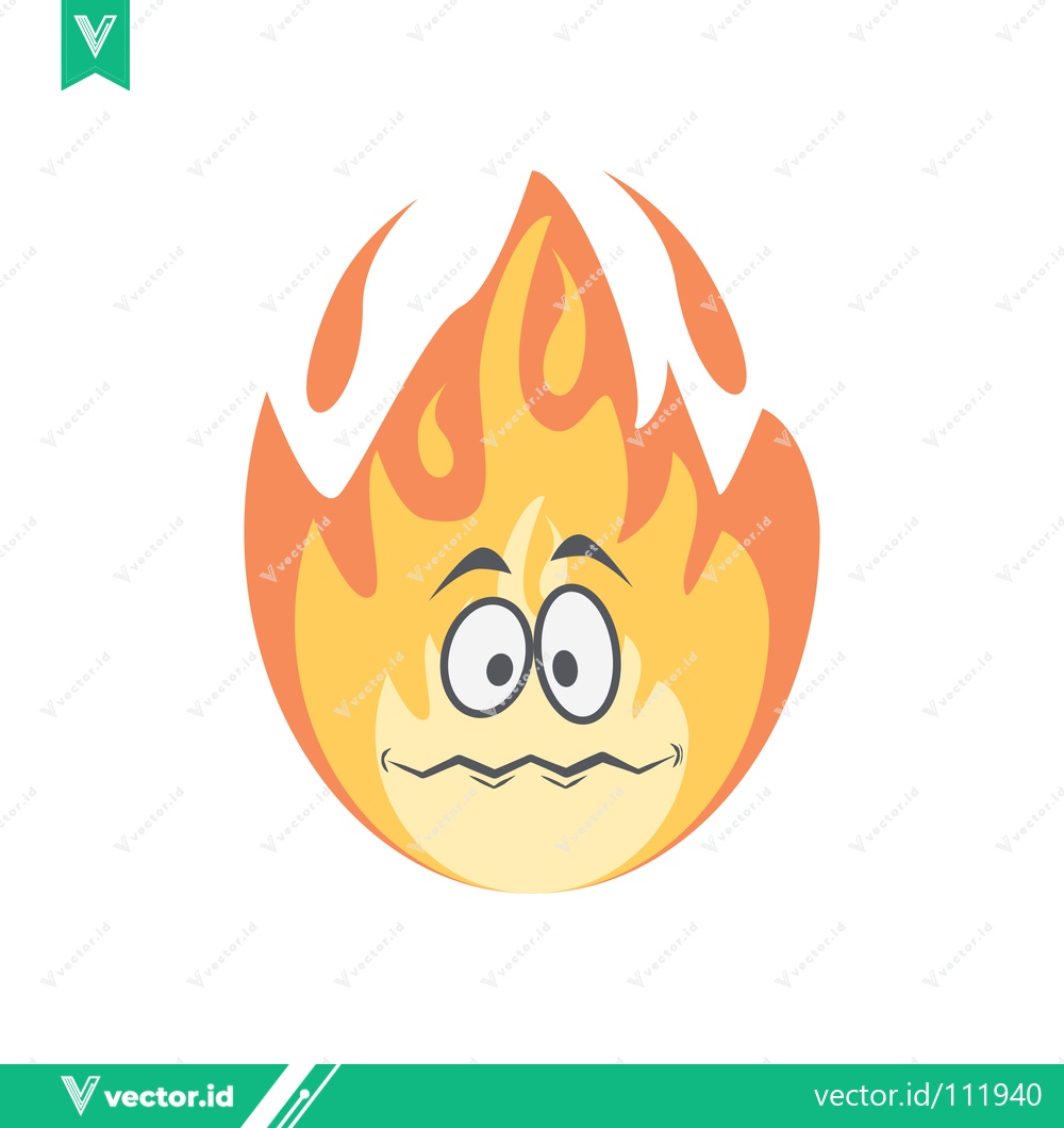 Premium Vector of Scared Flame Character with Wide Eyes and Worried Mouth
