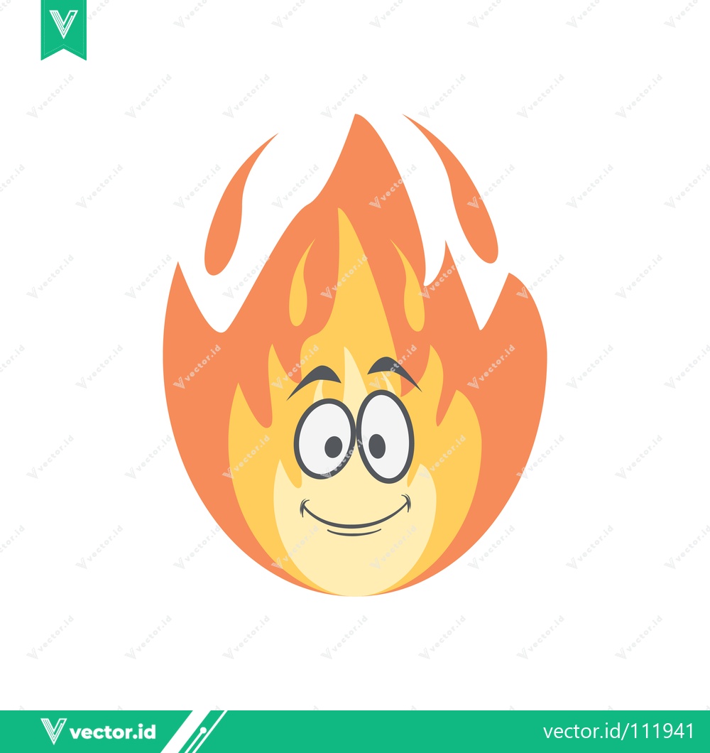 Premium Vector dari Cute Cartoon Fire Character with Happy Face