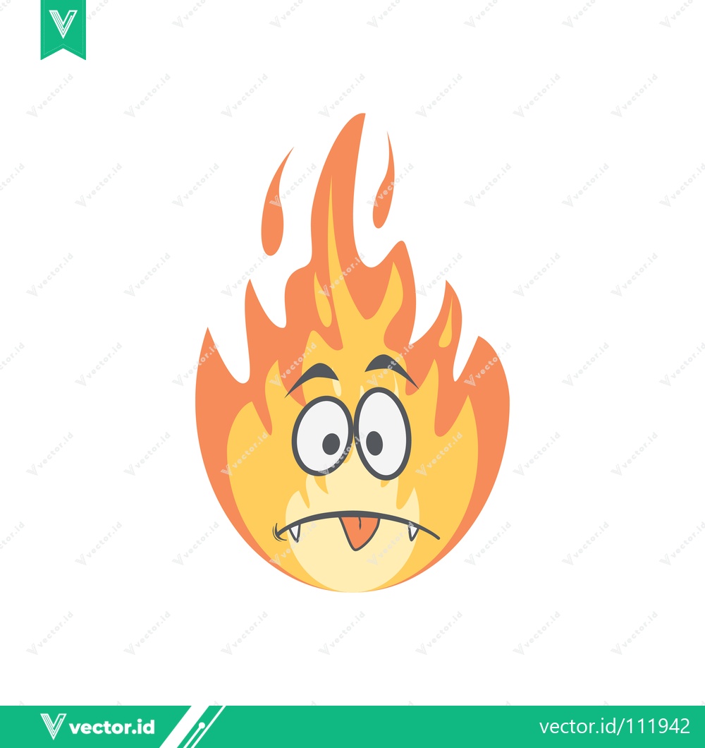 Premium Vector of Funny Cartoon Fire Character with Worried Expression