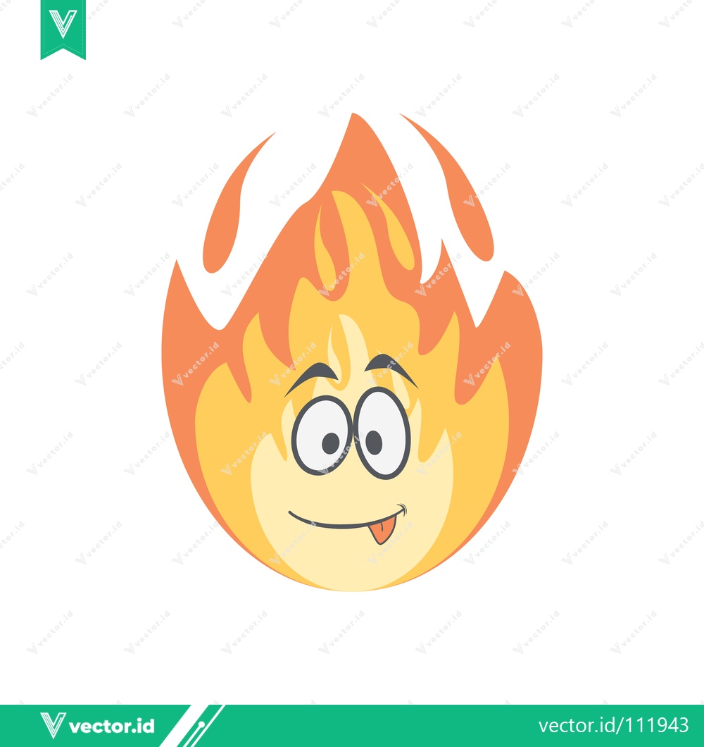 Premium Vector of Funny Cartoon Flame Character with Googly Eyes and Tongue Out