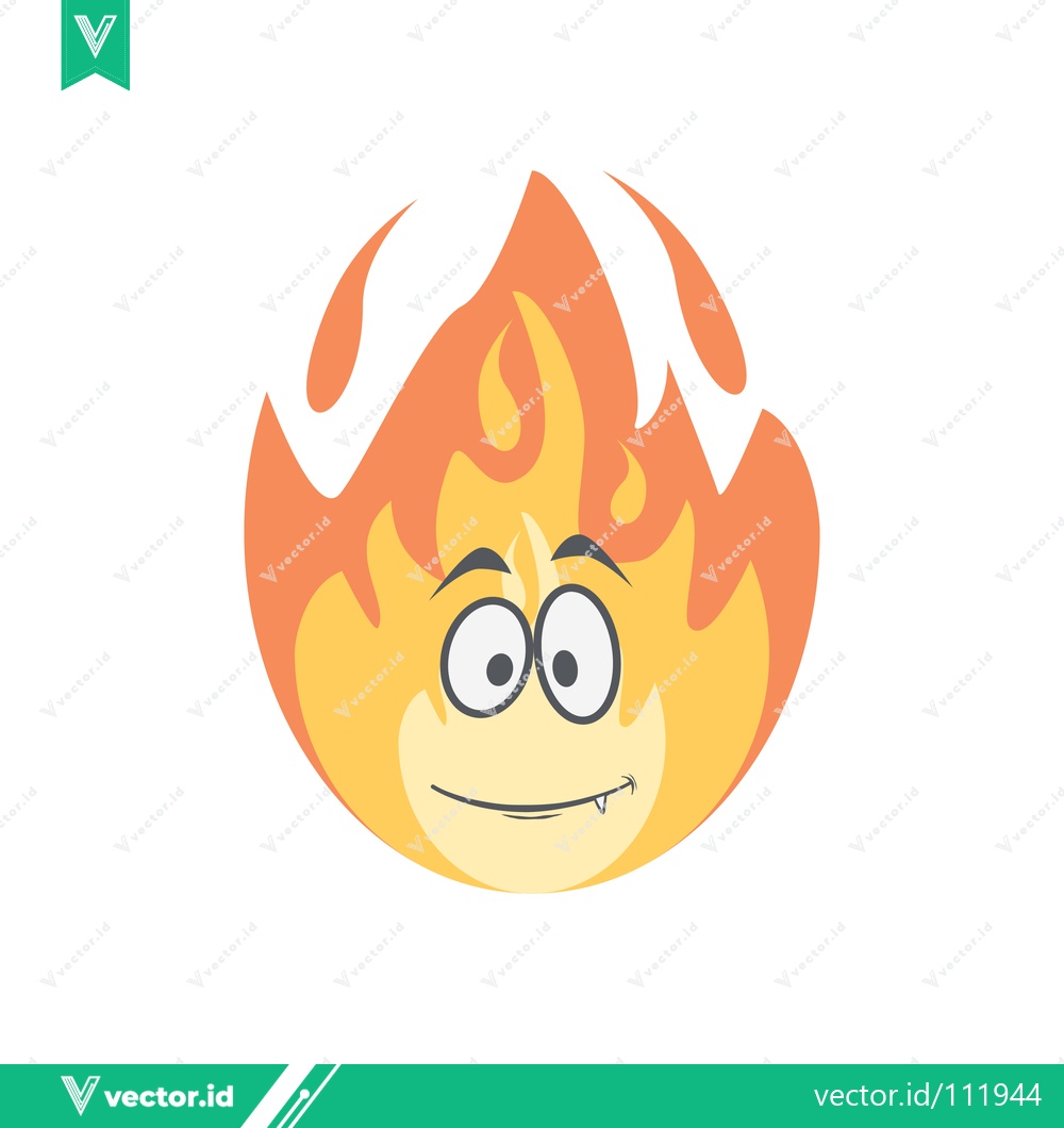 Premium Vector dari Funny Cartoon Flame Character with Big Eyes and Smiling Face