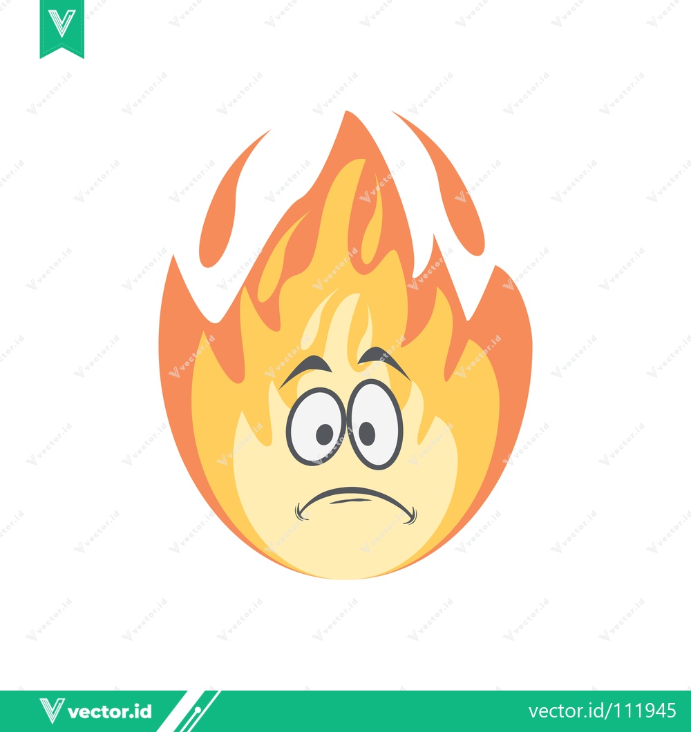 Premium Vector dari Sad Flame Emoji with Worried Expression and Burning Flames