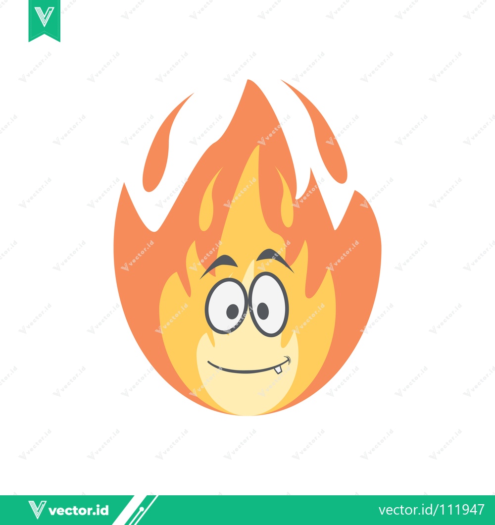 Premium Vector dari Funny Cartoon Flame Character with Big Eyes and Smiling Face