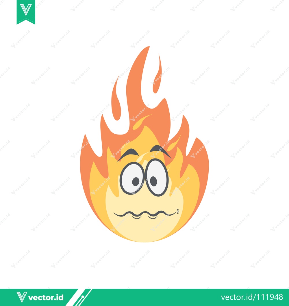 Premium Vector dari Cartoon Flame Character Looking Worried and Scared