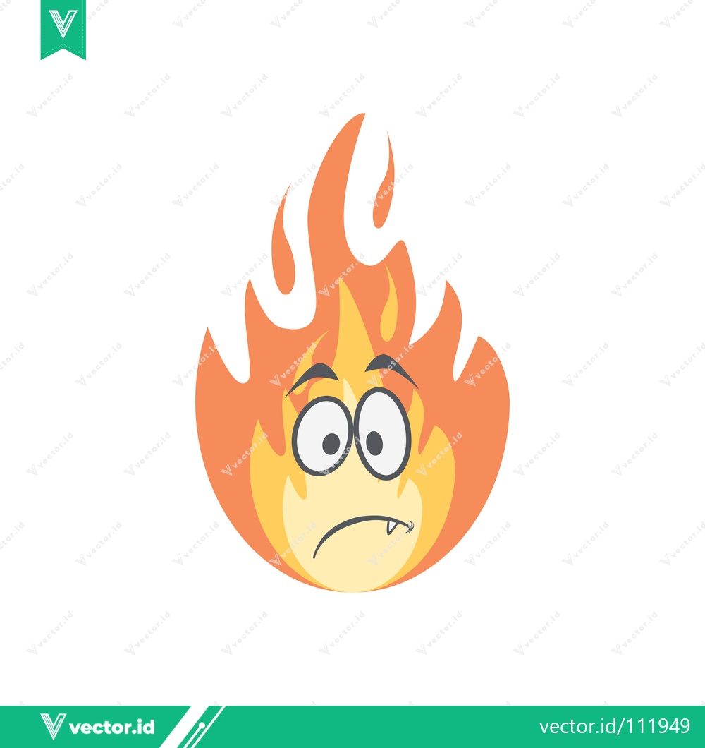 Premium Vector dari Cartoon Fire Character with Worried Expression