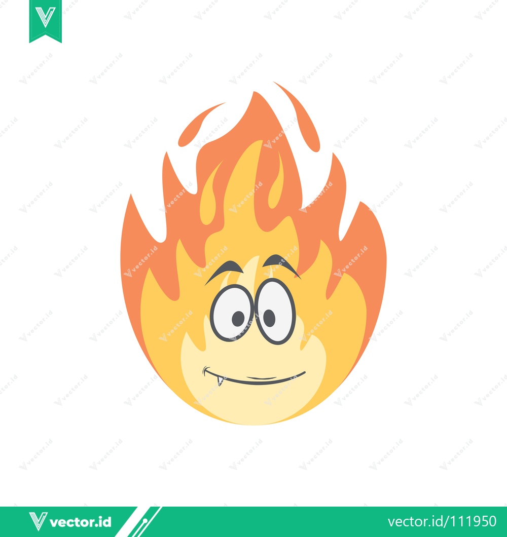 Premium Vector dari Funny Cartoon Fire Character with Big Eyes and Smiling Face