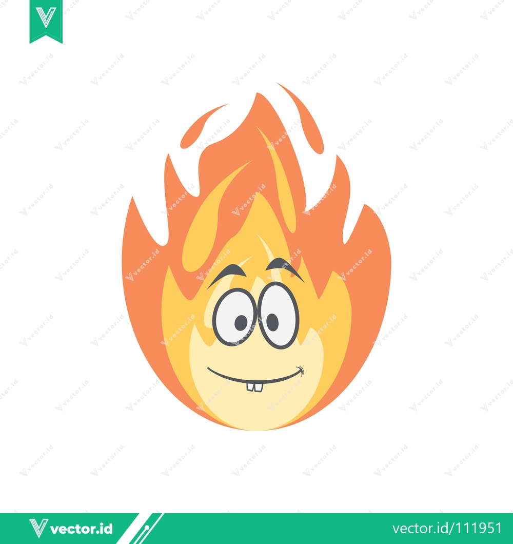 Premium Vector of Funny Cartoon Fire Character with Happy Face