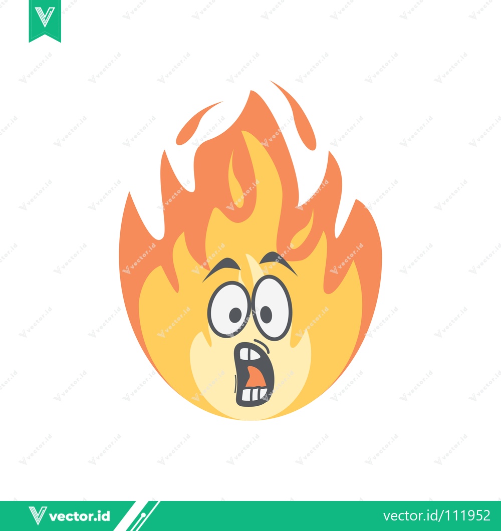 Premium Vector of Scared Cartoon Flame Character with Wide Eyes and Open Mouth