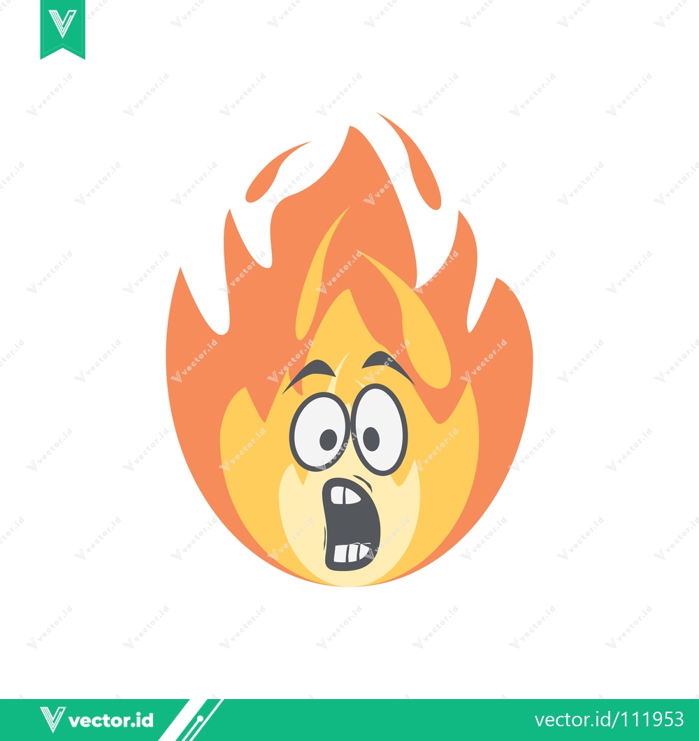 Premium Vector of Scared Fire Emoji with Wide Eyes and Open Mouth