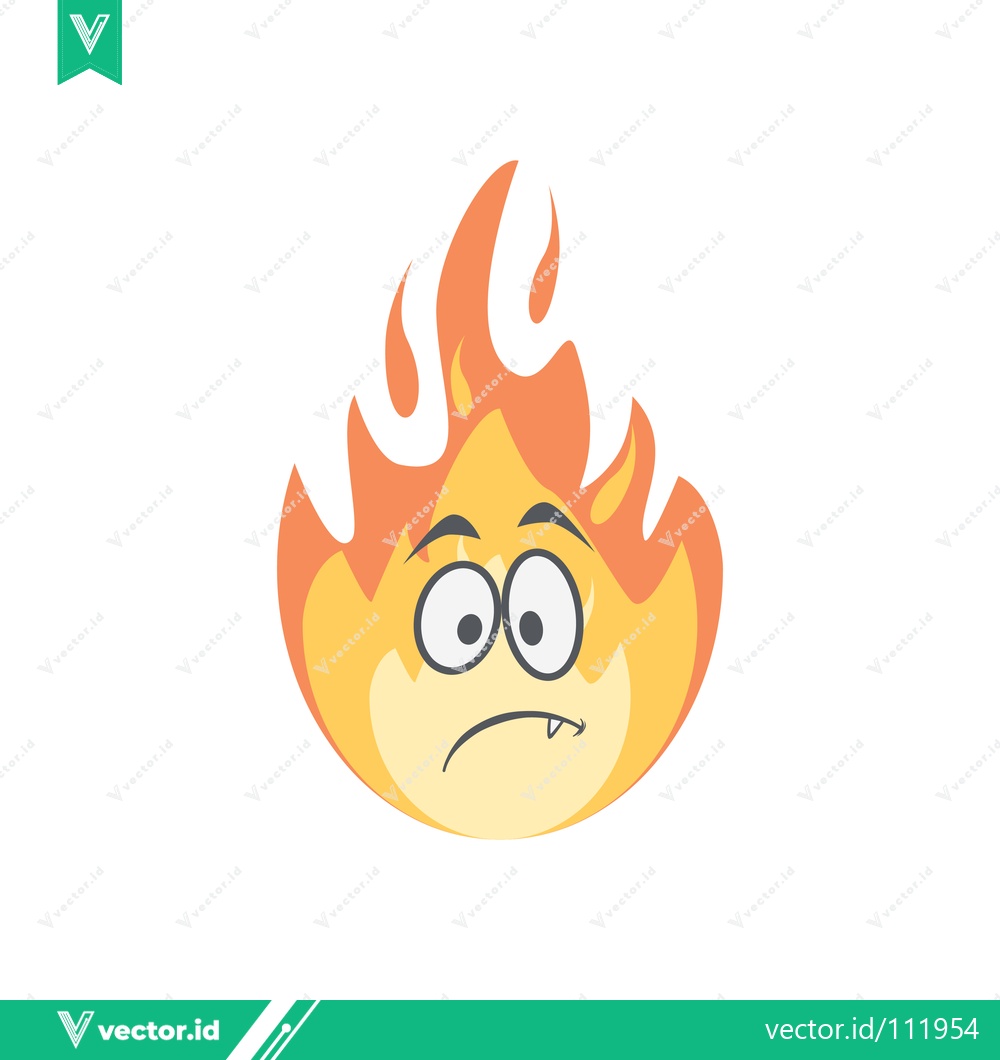 Premium Vector dari Worried Fire Character with Big Eyes and Fangs